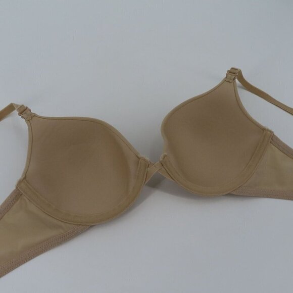 Lily of France 34B Solid Beige Your Perfect T Shirt Bra Rhinestone Wire Lined - Picture 8 of 13